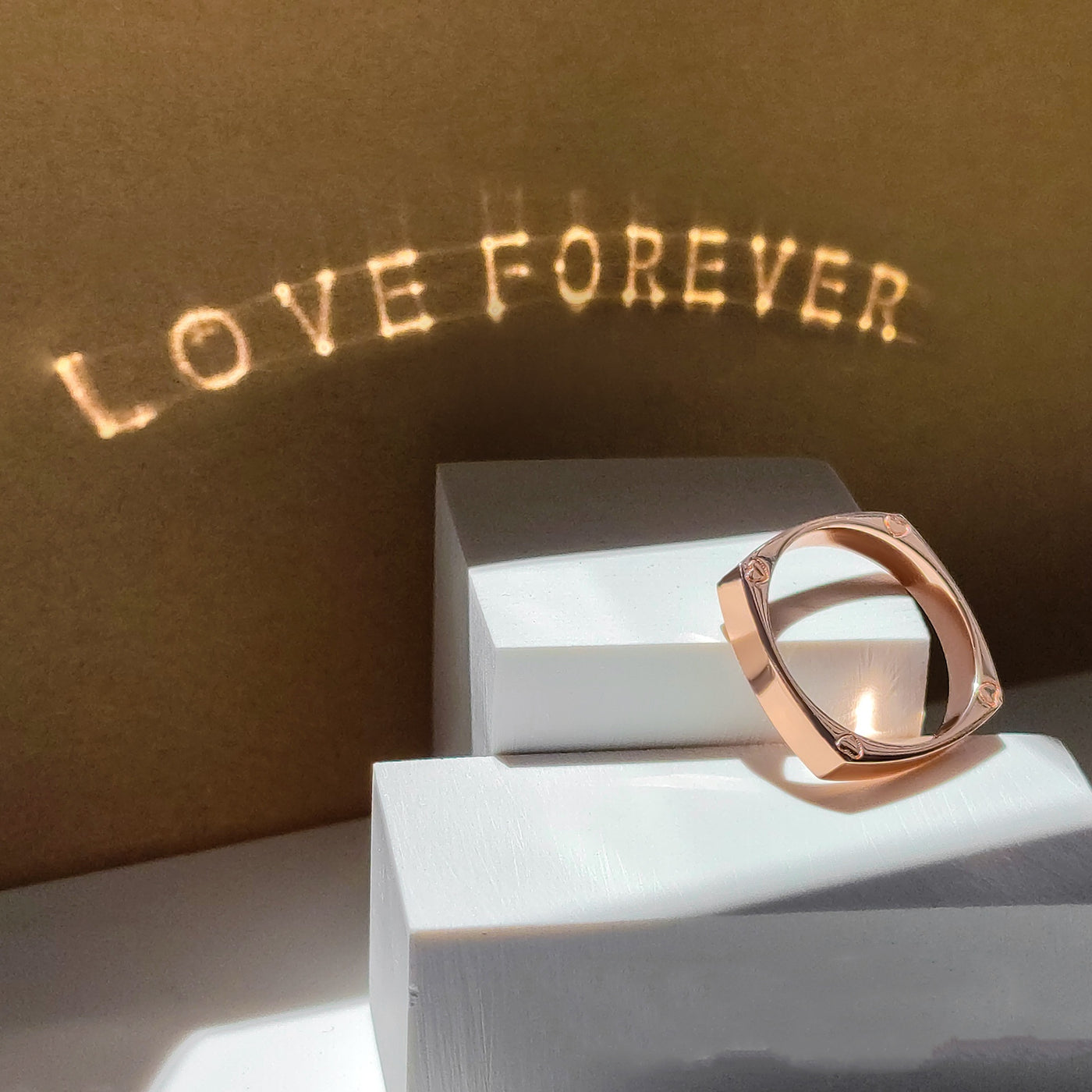 Couple Light Projection LOVE Simple Ring