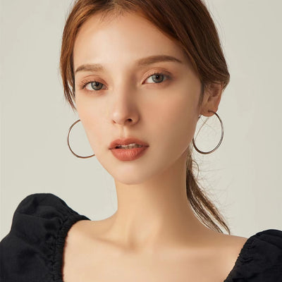 S925 Sterling Silver Big Circle Earrings Women | Big Round Hoop Earrings
