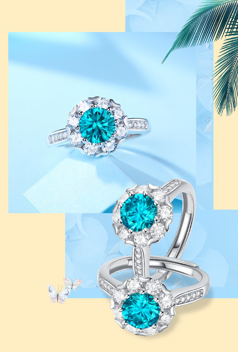 Silver Blue Ice Adventure Ring | Silver Ice Palace Ring