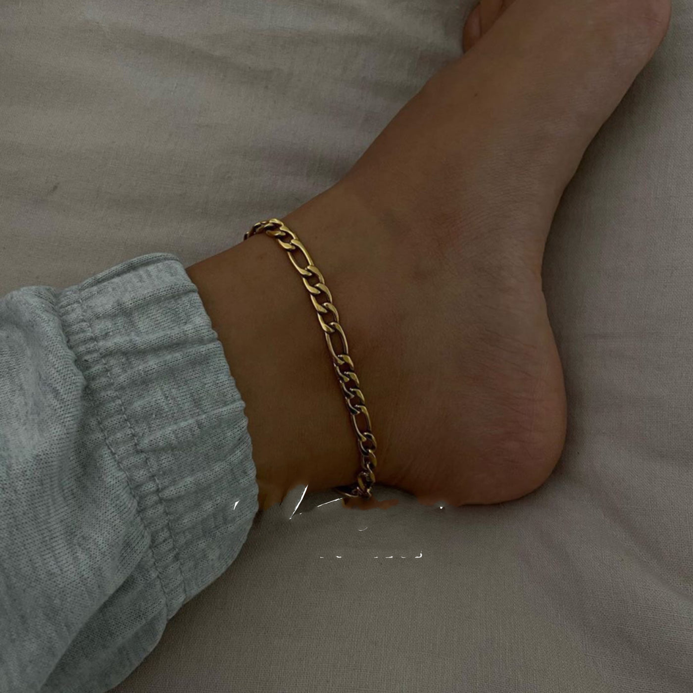 Metallic Concave Figaro Anklets | Gold Plated Figaro Anklet Online