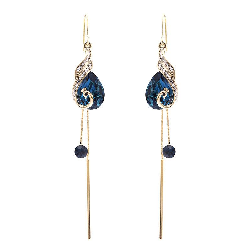 Long Peacock Net Earrings | Peacock Long Earrings