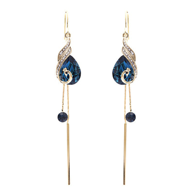 Long Peacock Net Earrings | Peacock Long Earrings