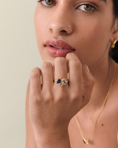 Personalized Trinity Gemstone Ring