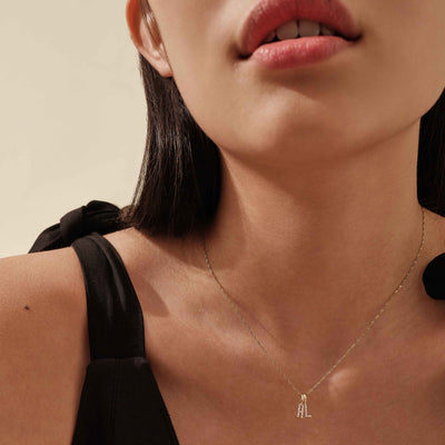 Personalized Double Initial Diamond Pendant Necklace