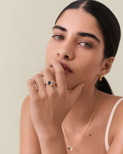 Personalized Trinity Gemstone Ring