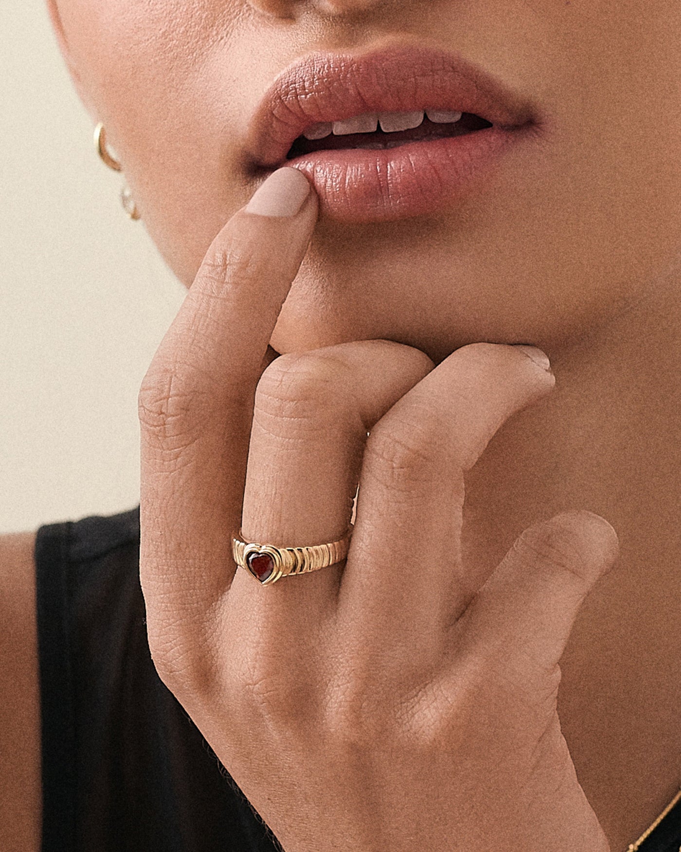 Heart-Shaped Red Garnet Ring