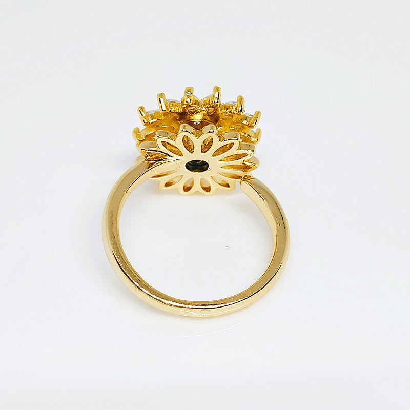 Rotating SUNFLOWER Full Diamond Sunflower Ring - Limitless Jwelery