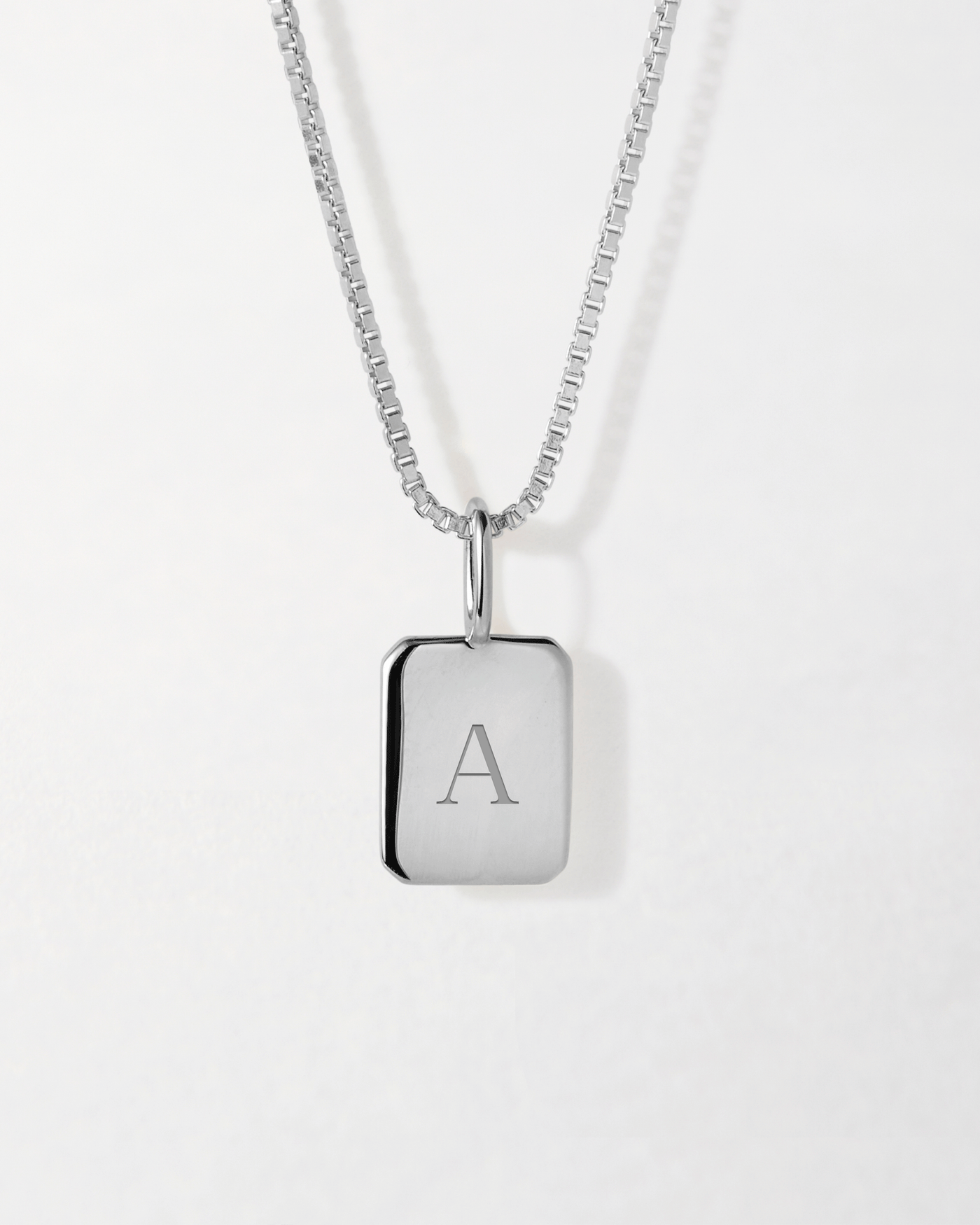 Silver Initial Tag Necklace