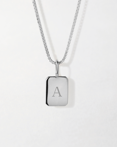Silver Initial Tag Necklace