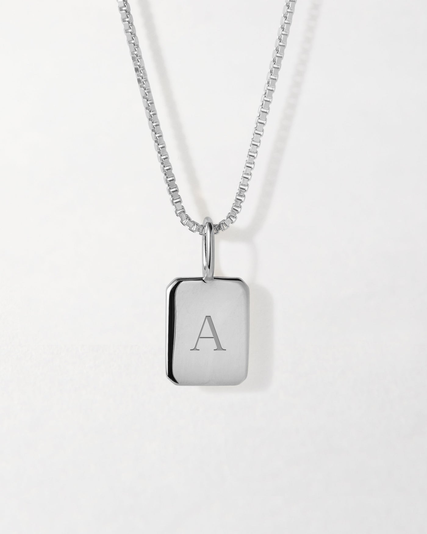 Silver Initial Tag Necklace