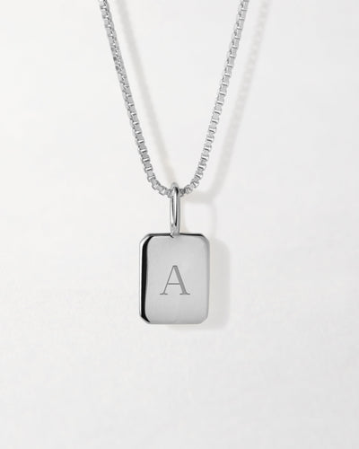 Silver Initial Tag Necklace