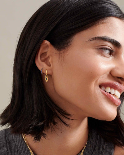 Blue Sapphire Pavé Hoop Earrings