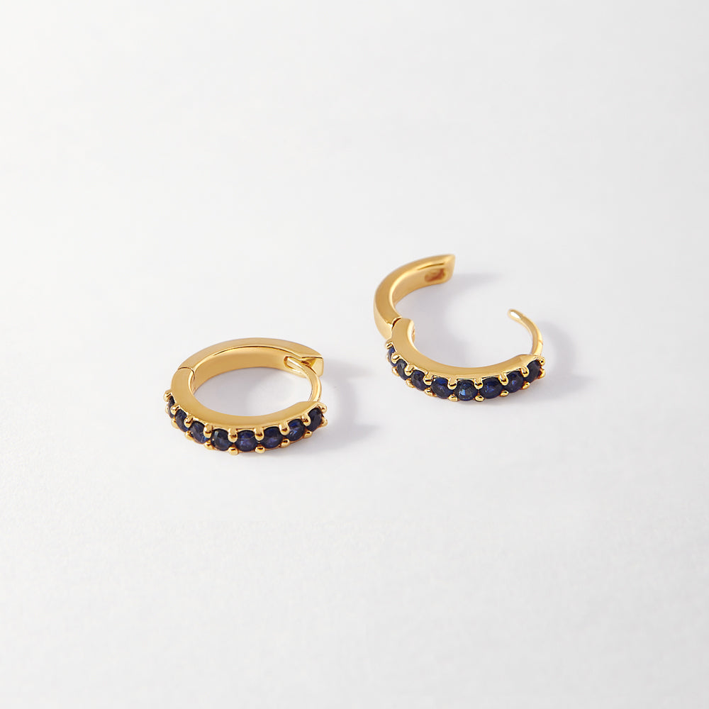 Blue Sapphire Pavé Hoop Earrings