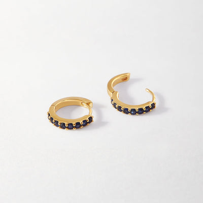 Blue Sapphire Pavé Hoop Earrings