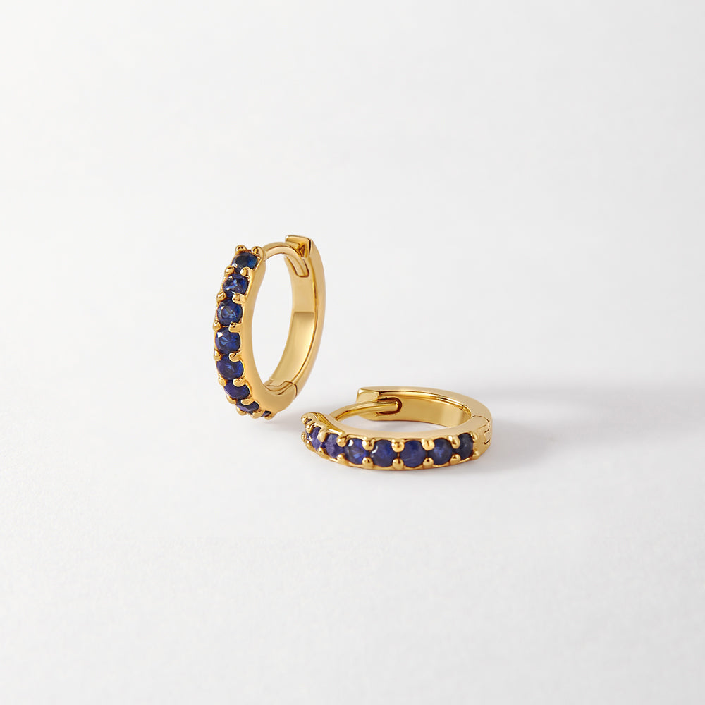 Blue Sapphire Pavé Hoop Earrings