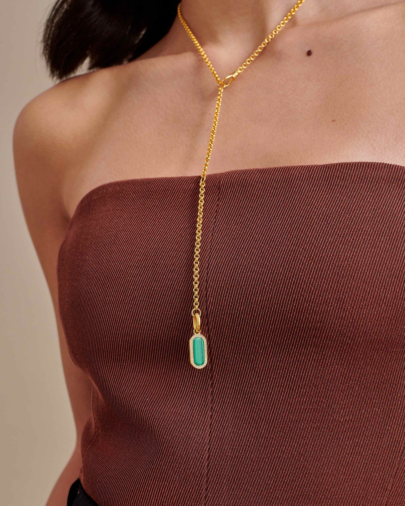 Charlotte Collins Adjustable Malachite Necklace