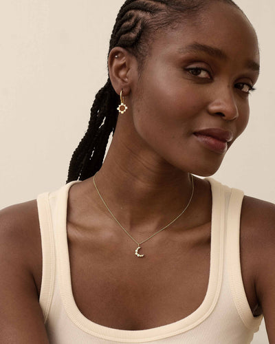 Opal Crescent Pendant Necklace
