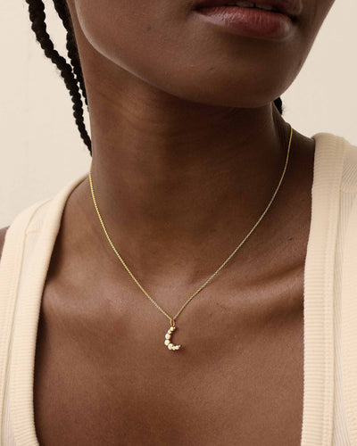 Opal Crescent Pendant Necklace