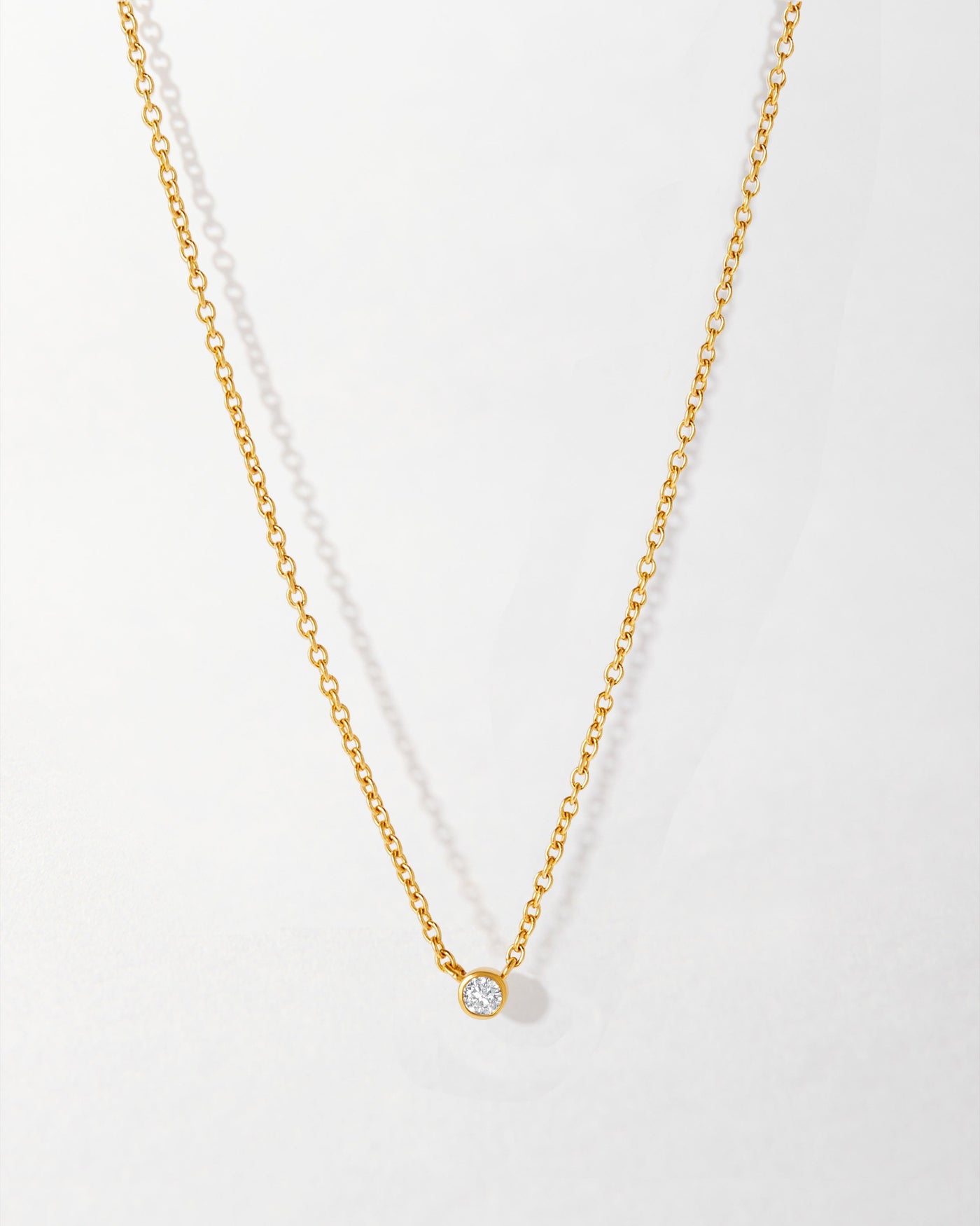 Elegant Yellow Gold Solitaire Diamond Necklace