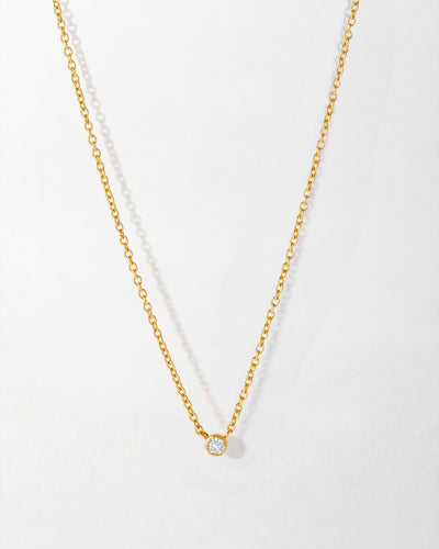 Elegant Yellow Gold Solitaire Diamond Necklace