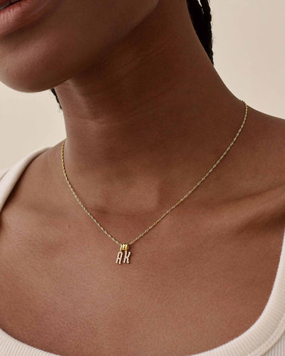 Personalized Double Initial Diamond Pendant Necklace