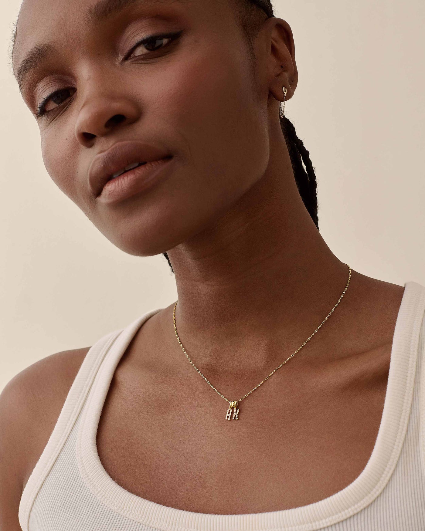 Personalized Double Initial Diamond Pendant Necklace