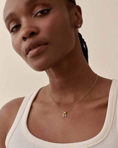 Personalized Double Initial Diamond Pendant Necklace