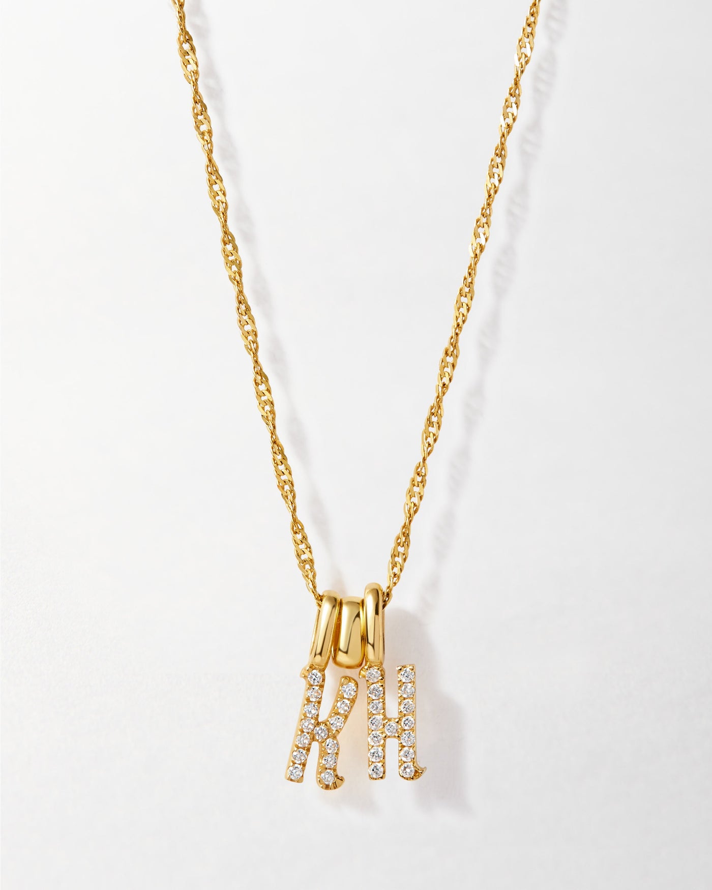 Personalized Double Initial Diamond Pendant Necklace