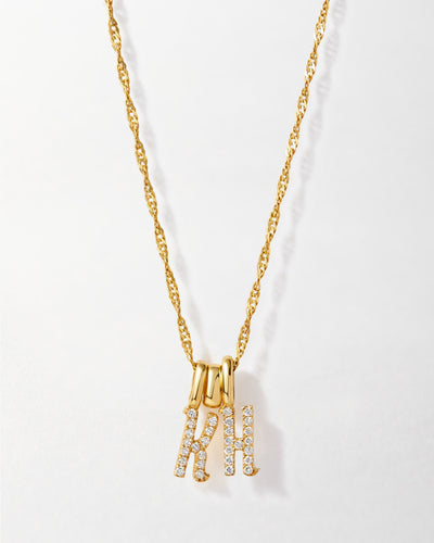 Personalized Double Initial Diamond Pendant Necklace