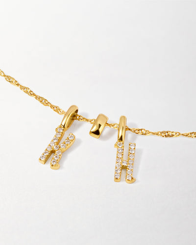 Personalized Double Initial Diamond Pendant Necklace