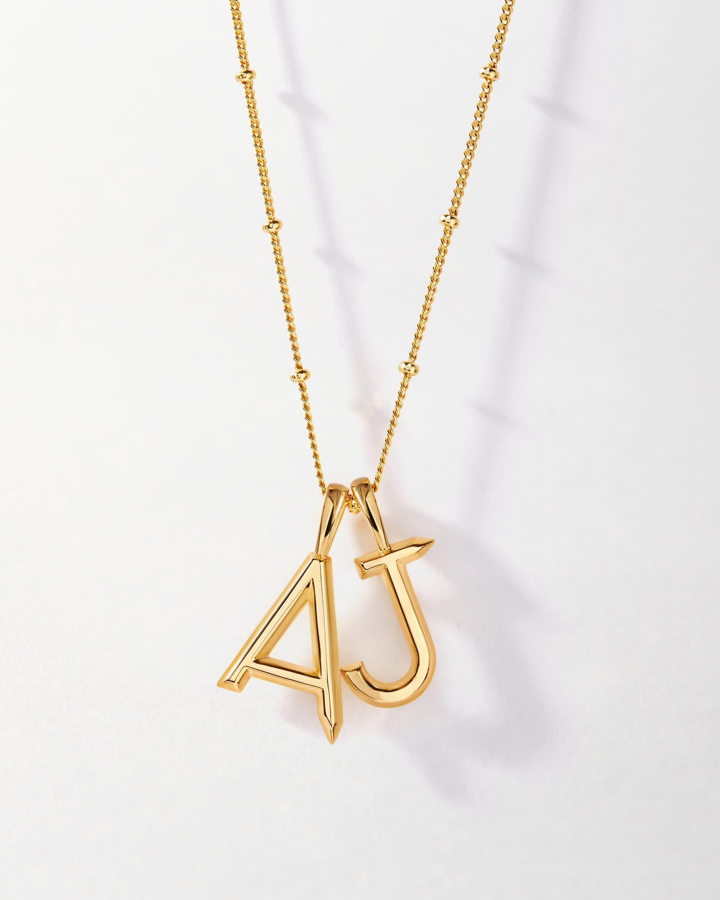 Gold Double Initial Pendant Necklace