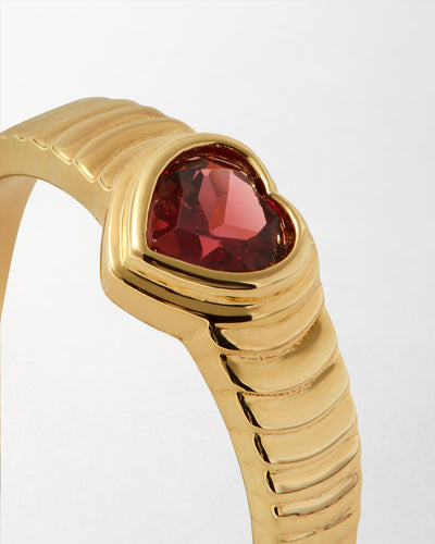 Heart-Shaped Red Garnet Ring