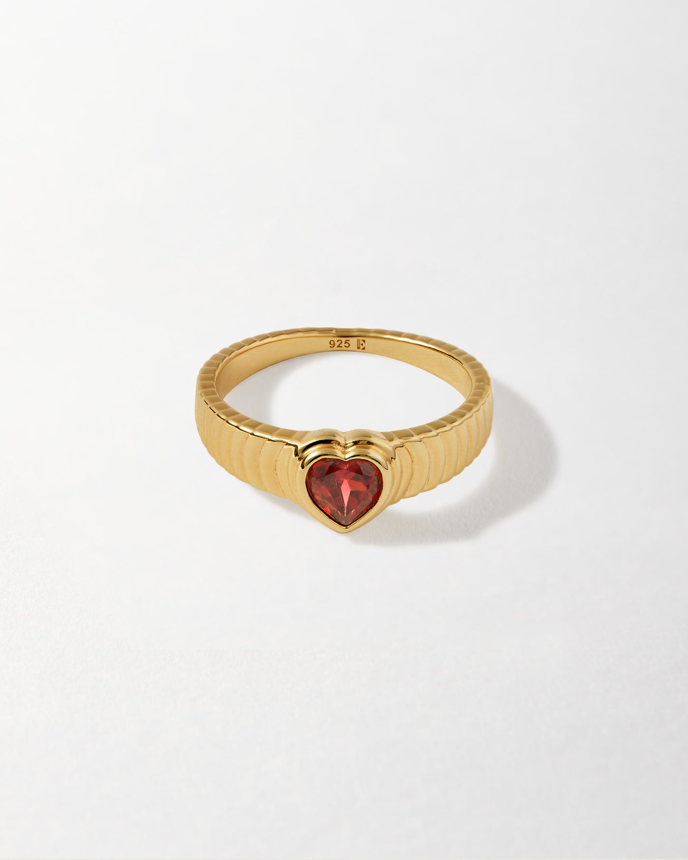 Heart-Shaped Red Garnet Ring