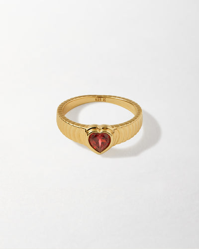 Heart-Shaped Red Garnet Ring