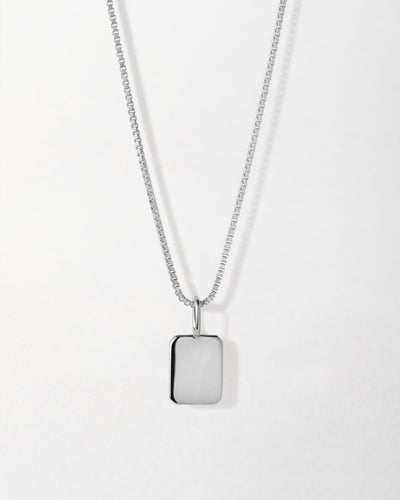 Silver Initial Tag Necklace