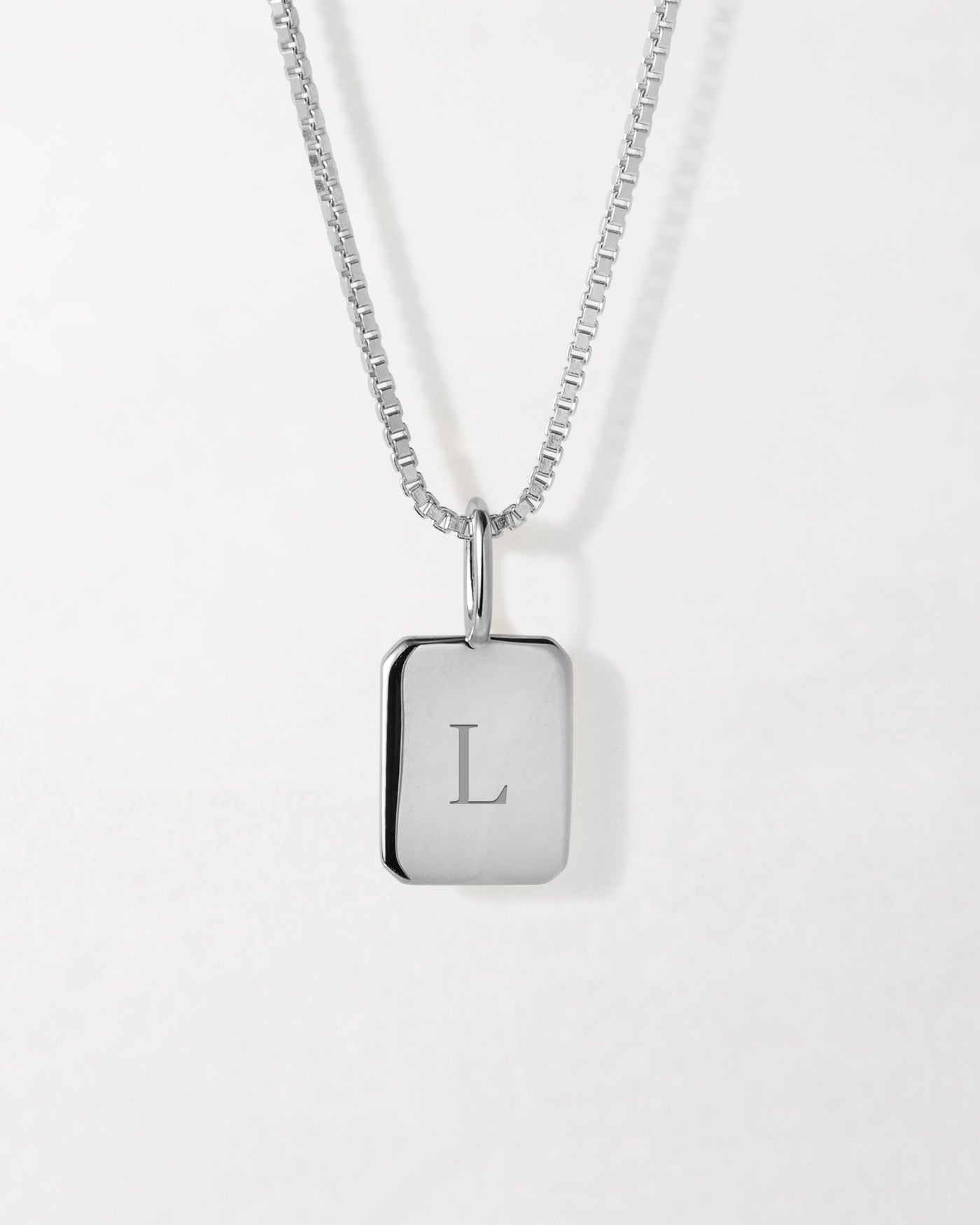 Silver Initial Tag Necklace