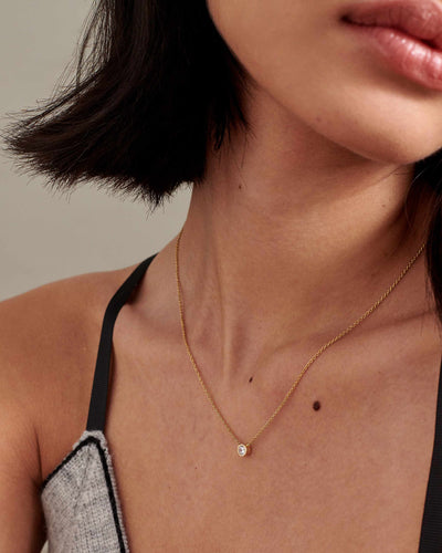 Statement Solitaire Diamond Pendant Necklace