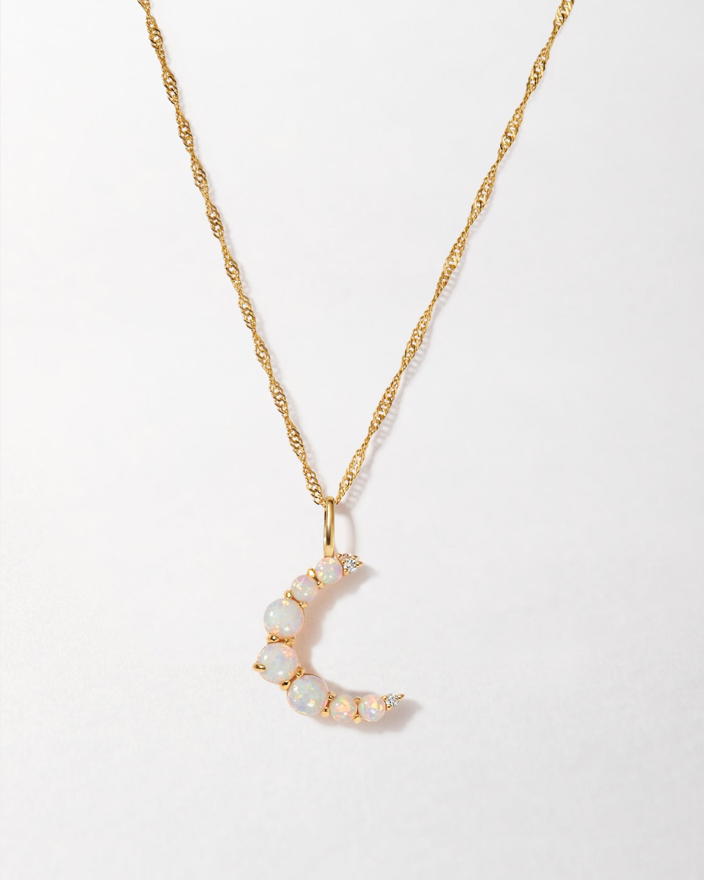 Opal Crescent Pendant Necklace