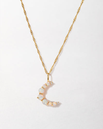 Opal Crescent Pendant Necklace