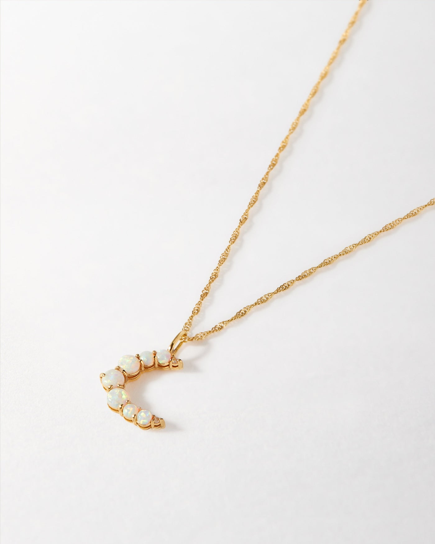 Opal Crescent Pendant Necklace