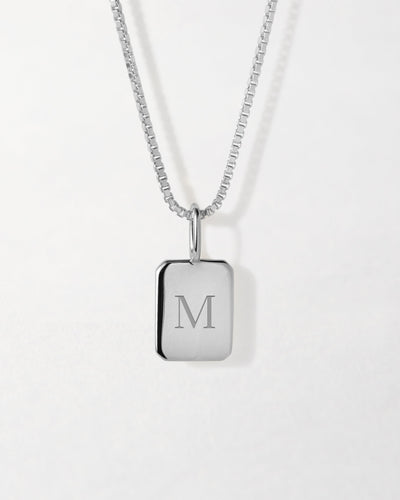 Silver Initial Tag Necklace