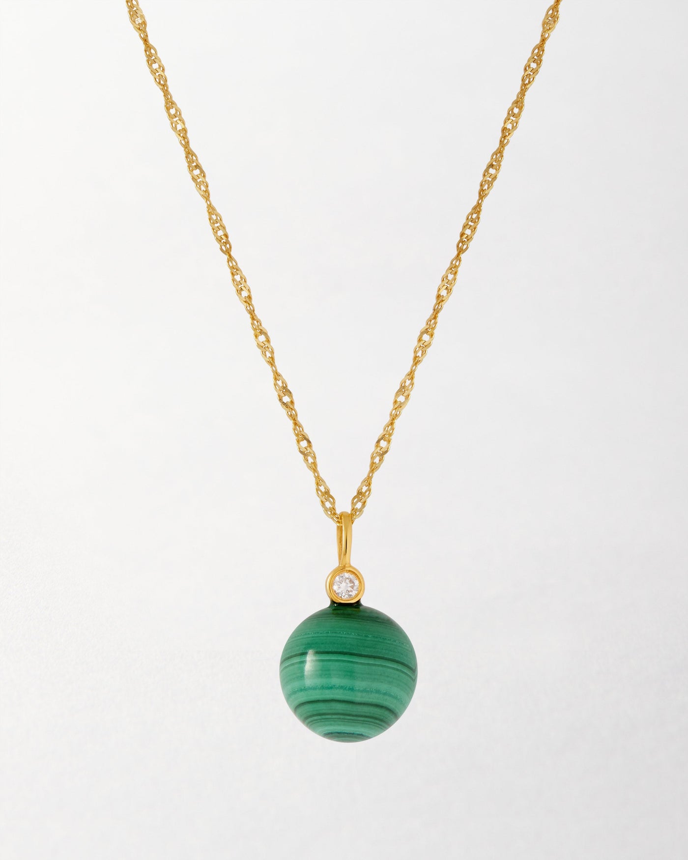 Malachite and Diamond Pendant Necklace