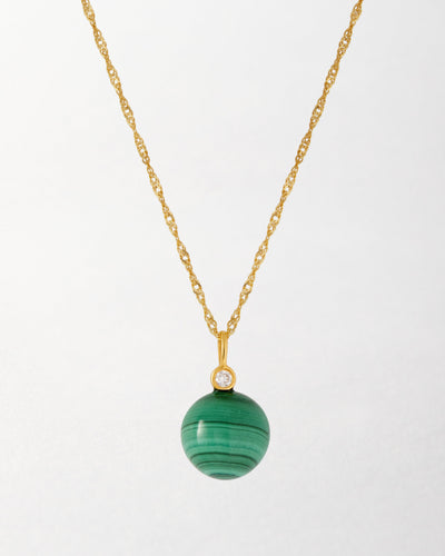 Malachite and Diamond Pendant Necklace