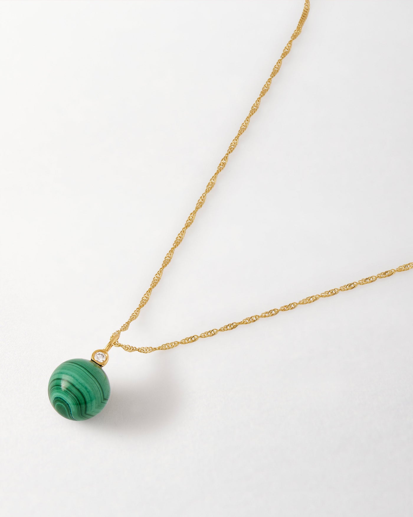 Malachite and Diamond Pendant Necklace