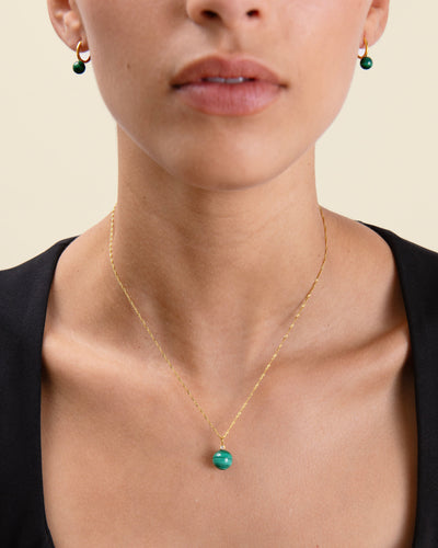 Malachite and Diamond Pendant Necklace