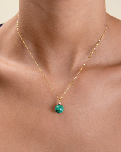 Malachite and Diamond Pendant Necklace