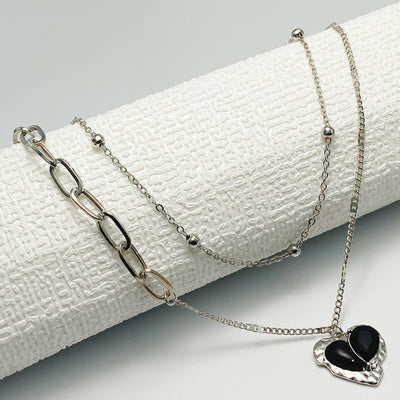 Fashion Love Pendant Double-layer Necklace Female Clavicle Chain