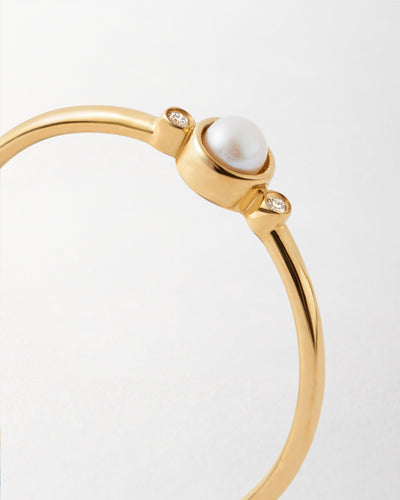 Trio Ring with Pearl and Diamonds