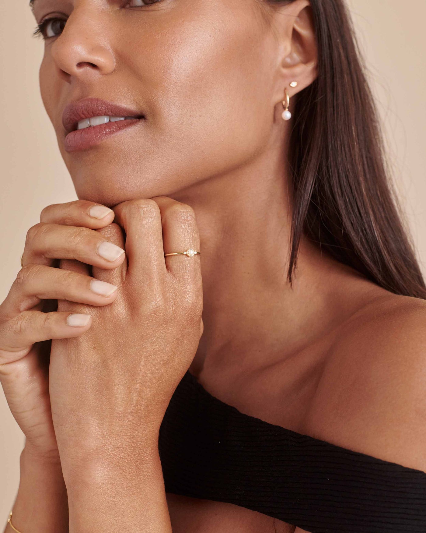 Trio Ring with Pearl and Diamonds