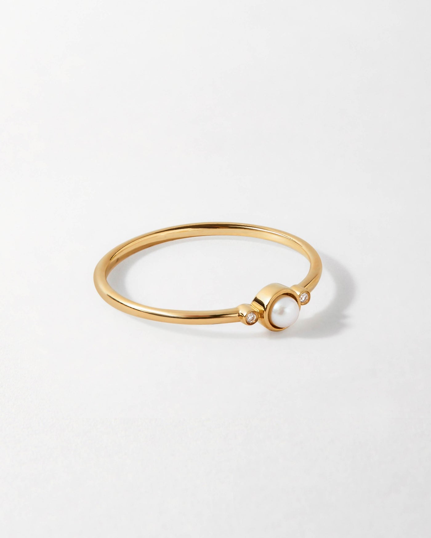 Trio Ring with Pearl and Diamonds